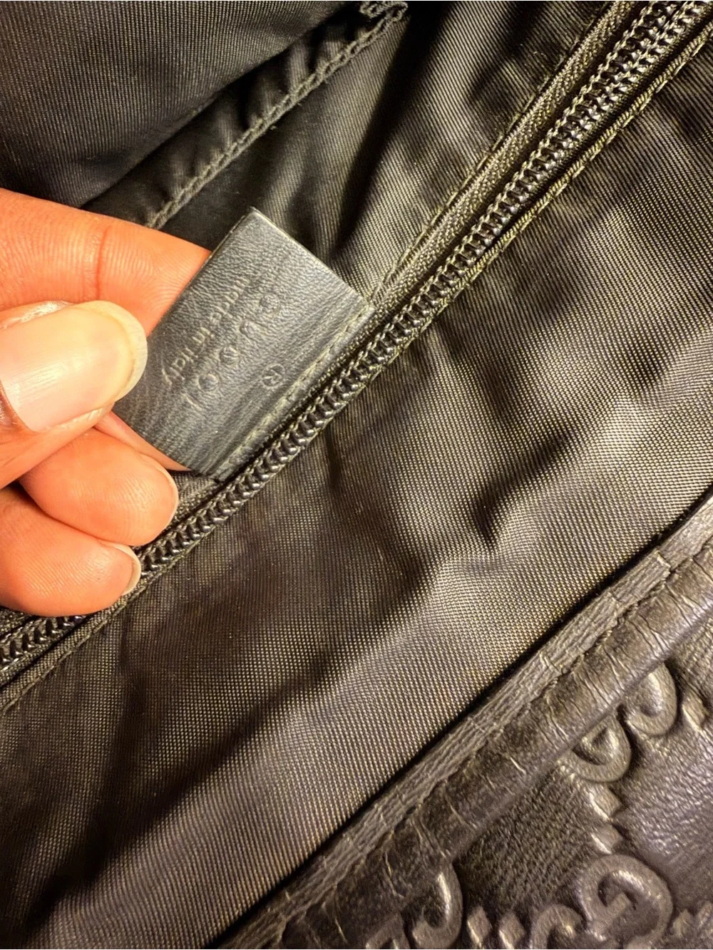 Gucci Black Embossed GG Leather Duffel with Green-Red Web Detail